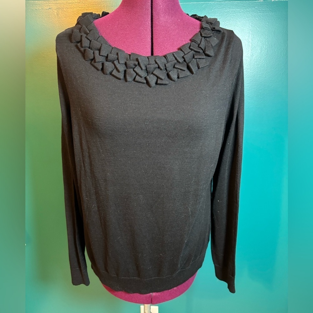 Talbots Black Sweater with Bow Detail